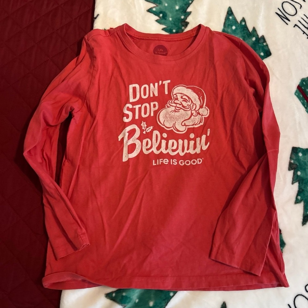 Life Is Good Kids Santa Red Long Sleeve Tee